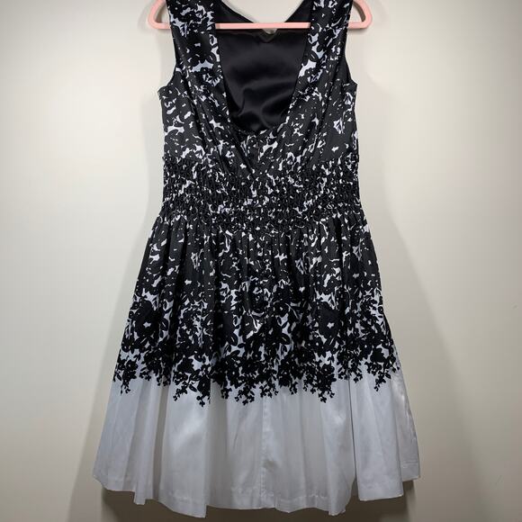 JESSICA SIMPSON Black White Floral Sleeveless Formal A-Line Dress Size 12 - Picture 2 of 11